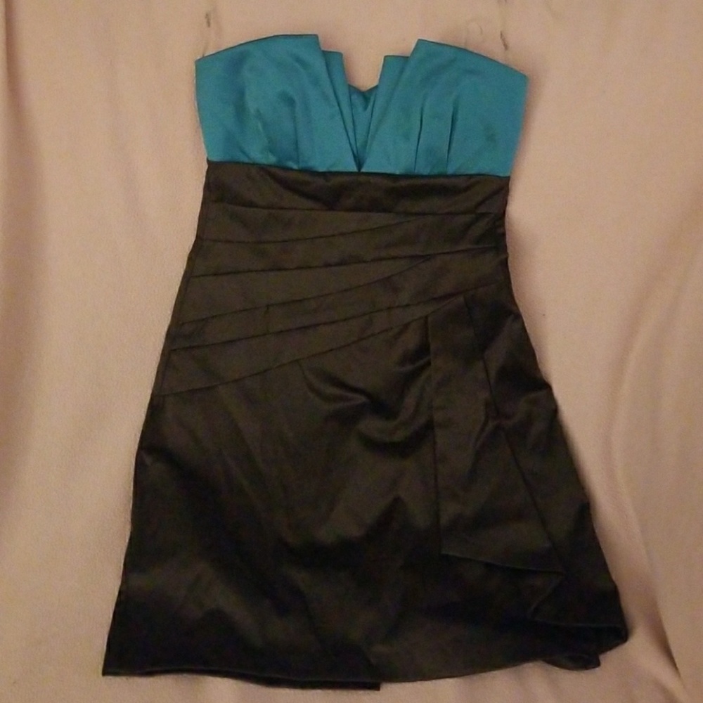 Gray, blue dress